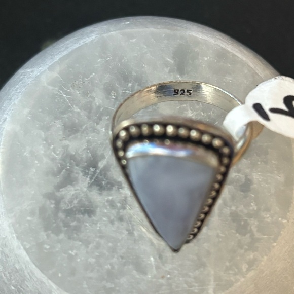 NEW Blue Lace Agate 925 Silver Overlay Ring Size 9 - Picture 3 of 4